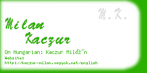 milan kaczur business card